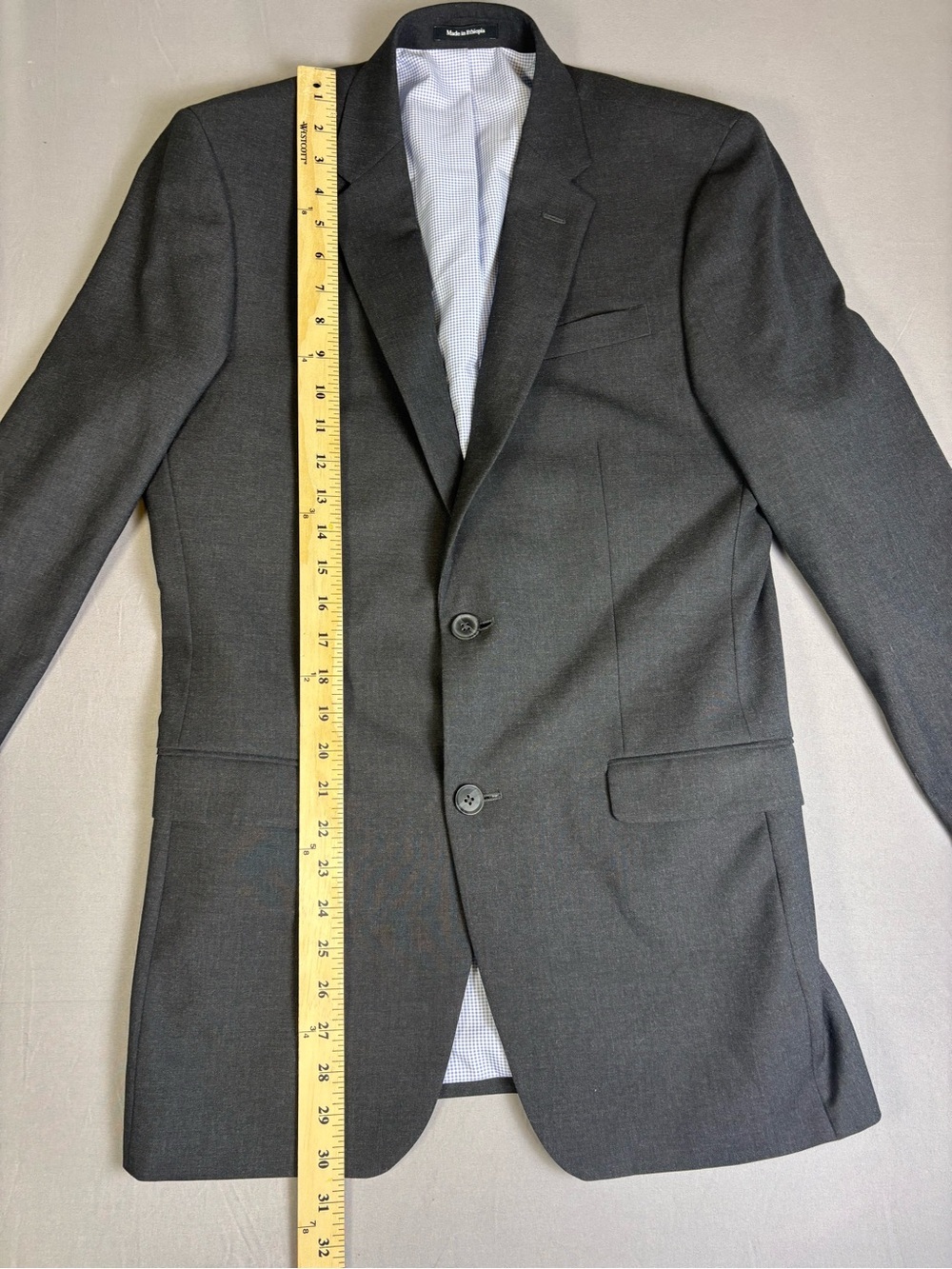Beautiful Egara 38 Long Blazer Grey Slim Fit Like New Made in Ethiopia - Picture 10 of 12
